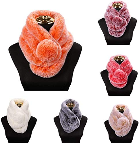 FFLQWQ0 Bufanda bufanda rosa de Cachemira, bufanda larga de invierno para mujer, bufanda de Color sólido, cuello de piel sintética, bufandas cálidas para invierno, regalos creativos