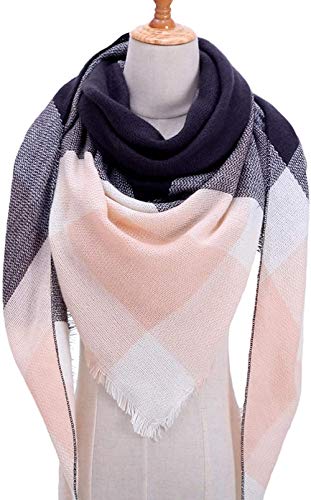 FFLQWQ0 Bufanda de diseñador de punto Primavera Invierno Mujer Negro Rosa Bufanda de cuadros cálidos Bufandas de cachemira Chales de marca Cuello Bandana Señora Regalo creativo