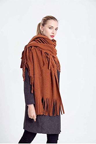 FFLQWQ0 Bufanda Moda Otoño e Invierno Mujer S Grueso Largo Marrón Diagonal Pelota de pelo Lucha Hilo hueco mixto Tejido cálidoMantener calienteacogedor Bufanda Chal