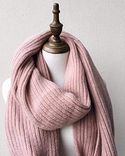 FFLQWQ0 Bufanda Otoño e Invierno Bonita Bola de Piel de Conejo Bufanda Rosa Color Sólido Salvaje Tejido de Lana Bufanda CálidaMantener calienteAcogedora Regalo Creativo Femenino