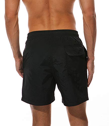 FGFD Bañador Hombre Pantalones Corto Deporte Bermudas Secado Rápido Trajes de Baño Hombre Bóxers Playa Shorts (L, Negro)