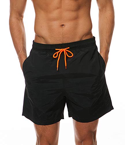 FGFD Bañador Hombre Pantalones Corto Deporte Bermudas Secado Rápido Trajes de Baño Hombre Bóxers Playa Shorts (L, Negro)