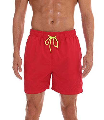 FGFD Bañador Hombre Pantalones Corto Deporte Bermudas Secado Rápido Trajes de Baño Hombre Bóxers Playa Shorts (XL, Rojo)