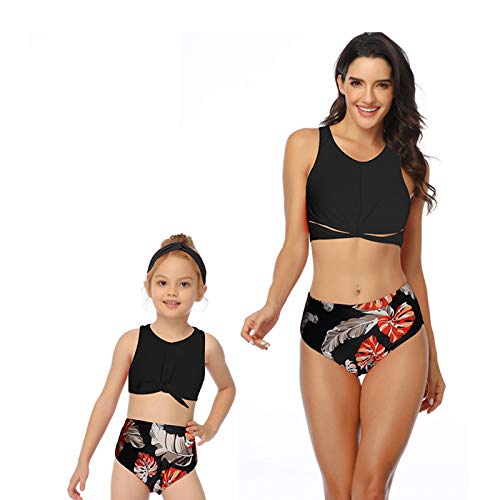 FHW Los Trajes De BañO para Padres E Hijos, Bikinis De Cintura Alta, Las Telas De Secado RáPido Son CóModas Y Transpirables, Adecuadas para Las Vacaciones Y para Tomar El Sol,Adult b,L