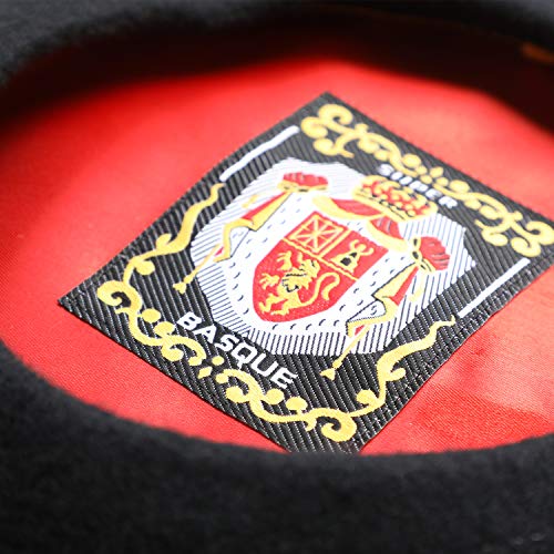 fiebig Boina para Hombres y Mujeres | Gorra de Lana Vasca con Forro en Muchos tamaños y Colores | Boina Vasca Hecha de 100% Pura Lana Virgen | Chapela (55-S, Negro)