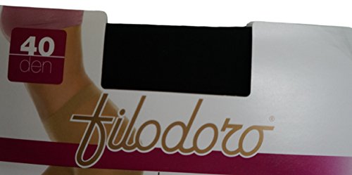 Filodoro - Lote de 6 pares de medias fuertes de compresión gradual 40 DEN para mujer, Negro
, 5