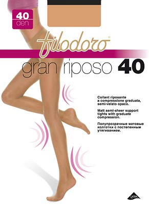 Filodoro - Medias de mujer Gran descanso 40 den 6 pares Platino 4-Large EU
