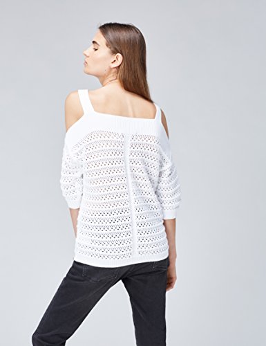 find. Jersey de Crochet con Hombros al Aire para Mujer , Blanco (White), 42 (Talla del Fabricante: Large)