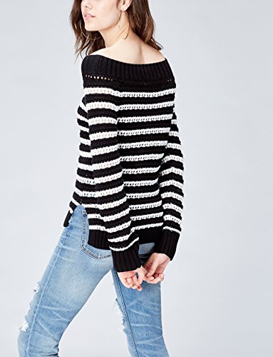 find. Jersey de Hilo de Rayas Marineras para Mujer , Negro (Black/white), 40 (Talla del Fabricante: Medium)