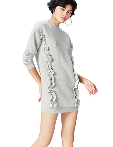 find. Sudadera Oversized con Volantes para Mujer , Gris (Grey Marl), 38 (Talla del Fabricante: Small)