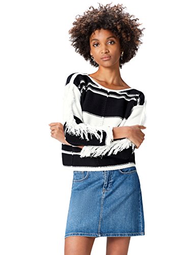 find. Tassel Suéter para Mujer, Negro (Black/white), 38 (Talla del Fabricante: Small)
