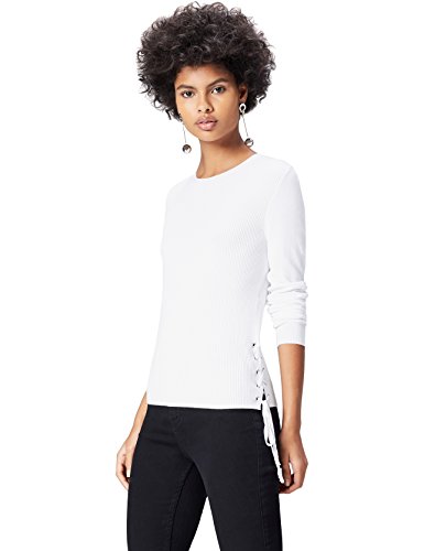 find. Tie-Up Side Suéter para Mujer, Blanco (White), 40 (Talla del Fabricante: Medium)