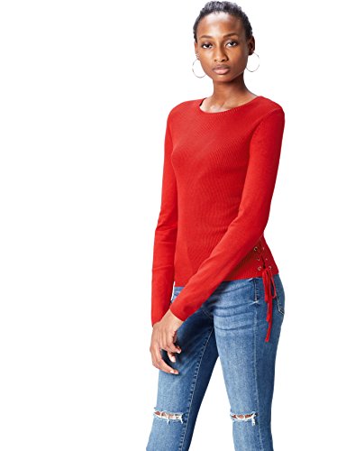 find. Tie-Up Side Suéter para Mujer, Rojo (Classic Red), 40 (Talla del Fabricante: Medium)