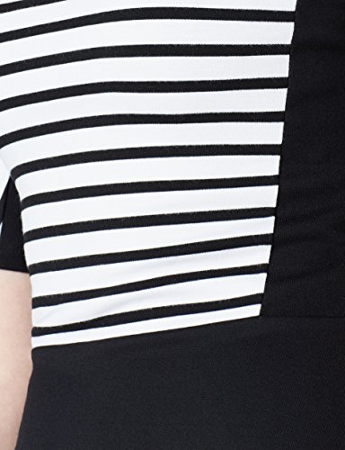 find. Vestido Corto con Estampado de Rayas para Mujer , Negro (Black/white Striped), 38 (Talla del Fabricante: Small)