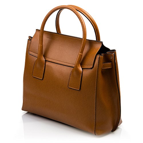 FIRENZE ARTEGIANI. Amina Bolso Tote Mujer.Piel auténtica Palmellato .Made in Italy. Vera Pelle Italiana.40x15x30 cm. Color: Cuero