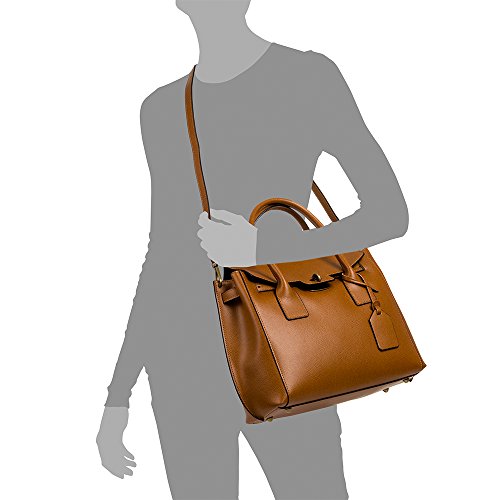 FIRENZE ARTEGIANI. Amina Bolso Tote Mujer.Piel auténtica Palmellato .Made in Italy. Vera Pelle Italiana.40x15x30 cm. Color: Cuero