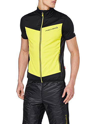 Fischer Sports WS Vest Light Oestersund - Chaleco para hombre, otoño/invierno, WS Vest Light Oestersund/WS Vest Light - Chaleco para caballo, Hombre, color Negro / Amarillo, tamaño large