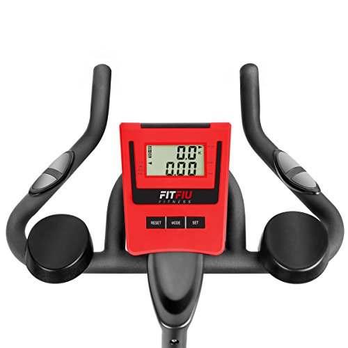 Fitfiu Fitness BESP-22 - Bicicleta indoor ergonómica con disco de inercia de 24 kg y resistencia regulable, Bici de entrenamiento fitness con sillín ajustable, pulsómetro y pantalla LCD