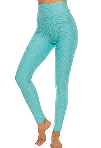 FITTOO Leggings Mallas Mujer Pantalones Deportivos Yoga Alta Cintura Elásticos y Transpirables1500#3 Azul Claro Chica
