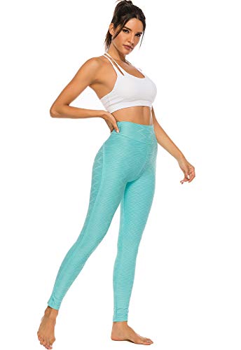 FITTOO Leggings Mallas Mujer Pantalones Deportivos Yoga Alta Cintura Elásticos y Transpirables1500#3 Azul Claro Chica