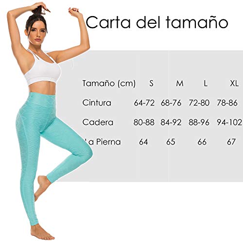 FITTOO Leggings Mallas Mujer Pantalones Deportivos Yoga Alta Cintura Elásticos y Transpirables1500#3 Azul Claro Chica
