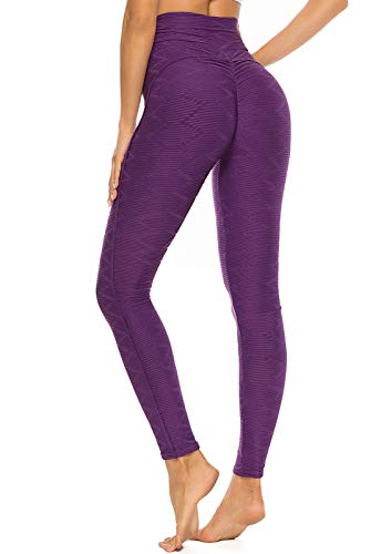 FITTOO Leggings Mallas Mujer Pantalones Deportivos Yoga Alta Cintura Elásticos y Transpirables1500#3 Morado Chica