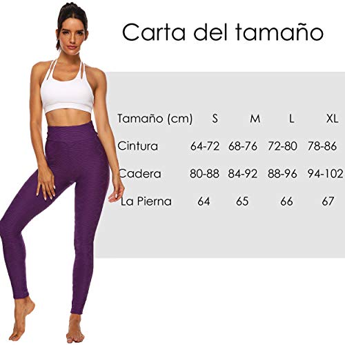 FITTOO Leggings Mallas Mujer Pantalones Deportivos Yoga Alta Cintura Elásticos y Transpirables1500#3 Morado Chica