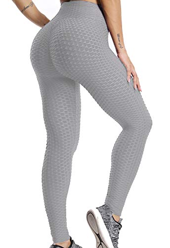 FITTOO Leggings Push Up Mujer Mallas Pantalones Deportivos Alta Cintura Elásticos Yoga Fitness Gris XS