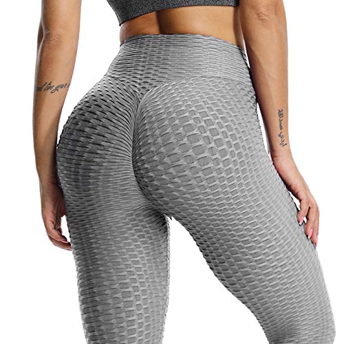 FITTOO Leggings Push Up Mujer Mallas Pantalones Deportivos Alta Cintura Elásticos Yoga Fitness Gris XS