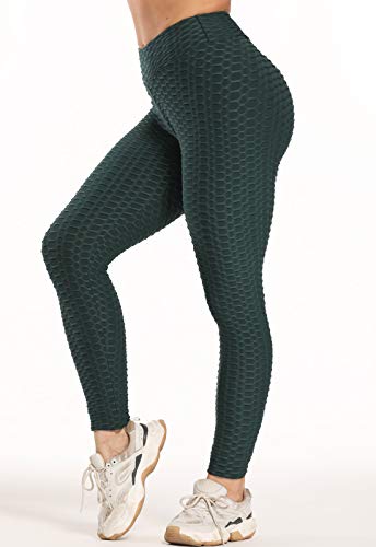 FITTOO Leggings Push Up Mujer Mallas Pantalones Deportivos Alta Cintura Elásticos Yoga Fitness Verde XS