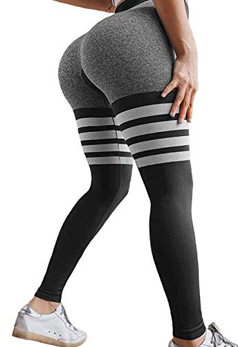 FITTOO Leggings Sin Costuras Mujer Pantalon Deportivo Alta Cintura Yoga Elásticos Fitness Seamless #2 Gris Small