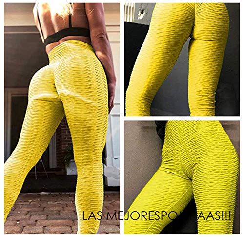 FITTOO Mallas Leggings Mujer Pantalones Deportivos oga Alta Cintura Elásticos Transpirables Amarillo L
