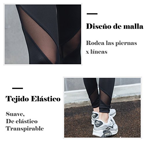 FITTOO Mallas Leggings Mujer Yoga de Alta Cintura Elásticos y Transpirables para Yoga Running Fitness36k #6 Negro Small