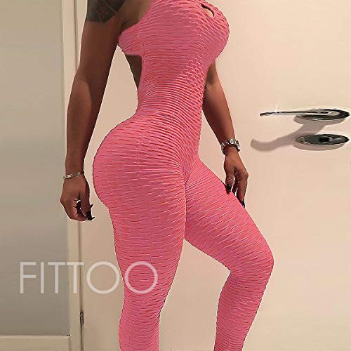 FITTOO Mallas Pantalones Deportivos Leggings Mujer Yoga de Alta Cintura Elásticos y Transpirables para Yoga Running Fitness con Gran Elásticos1370 Rosa S