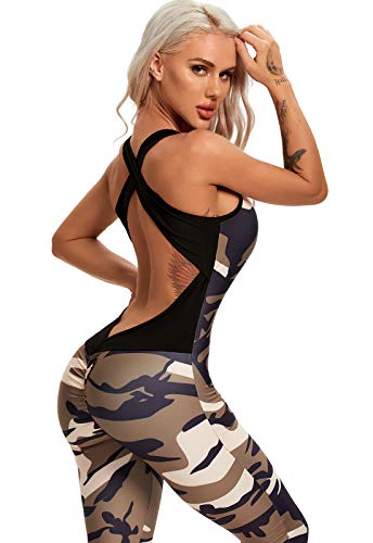 FITTOO Mono Mallas Pantalones Deportivos Leggings Mujer Yoga Alta Cintura Yoga Running Fitness Gran Elásticos Camuflaje con Almohadilla M