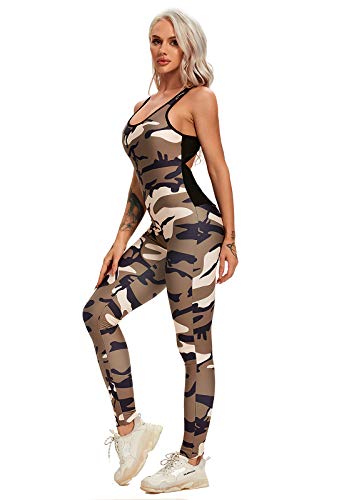 FITTOO Mono Mallas Pantalones Deportivos Leggings Mujer Yoga Alta Cintura Yoga Running Fitness Gran Elásticos Camuflaje con Almohadilla M