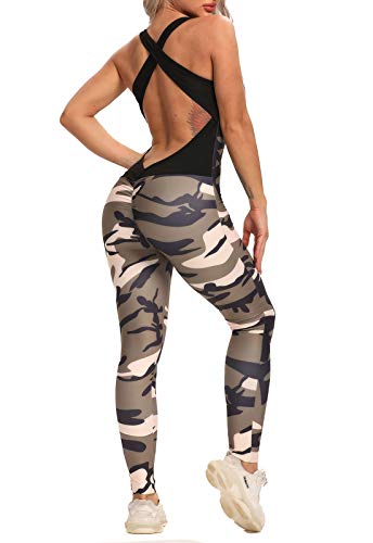 FITTOO Mono Mallas Pantalones Deportivos Leggings Mujer Yoga Alta Cintura Yoga Running Fitness Gran Elásticos Camuflaje con Almohadilla M