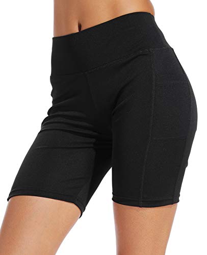 FITTOO Pantalones Cortos Clásico Leggings Mujer Mallas Yoga Alta Cintura Elásticos Transpirables #3 Negro M