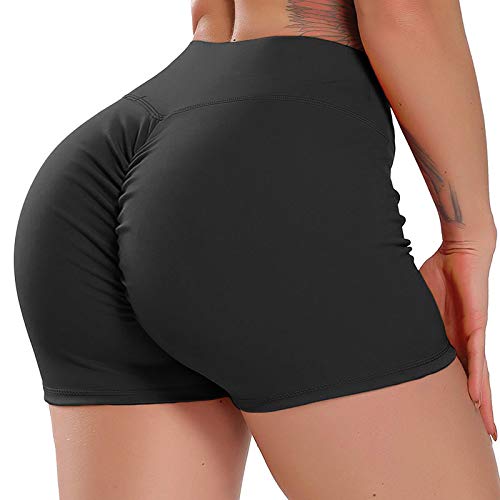 FITTOO Pantalones Cortos Leggings Mujer Mallas Yoga Alta Cintura Elásticos Transpirables #1 Negro S