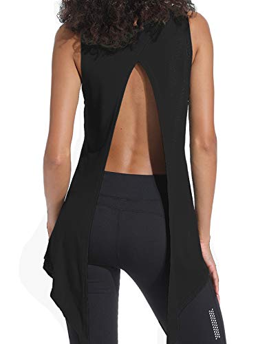 FITTOO Playera de Tirantes Deportivo Tops de Yoga Mujer Correr Gimnasio #1 Negro S