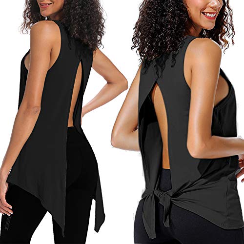 FITTOO Playera de Tirantes Deportivo Tops de Yoga Mujer Correr Gimnasio #1 Negro S