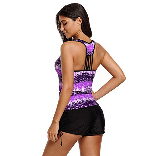FLHLH Trajes debaño para mujeresTraje debaño Deportivo, Traje de baño Camisola Resumen Contraste Traje de baño Camisola Traje de baño de una Pieza - S púrpura