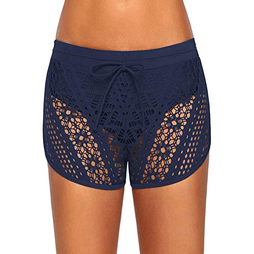 FLHLH Trajes debaño para mujeresTraje debaño Deportivo, Traje de baño de Cuatro Patas Tan Hawaii Traje debaño detiro Alto de Talle Alto Negro con Cuatro Patas - Azul L