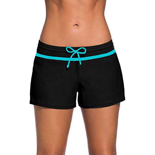 FLHLH Trajes debaño para mujeresTraje debaño Deportivo, Vacaciones Sexy Boxer Pantalones de natación Bajo Encaje Encaje Vacaciones en la Playa Sexy - Azul Claro L