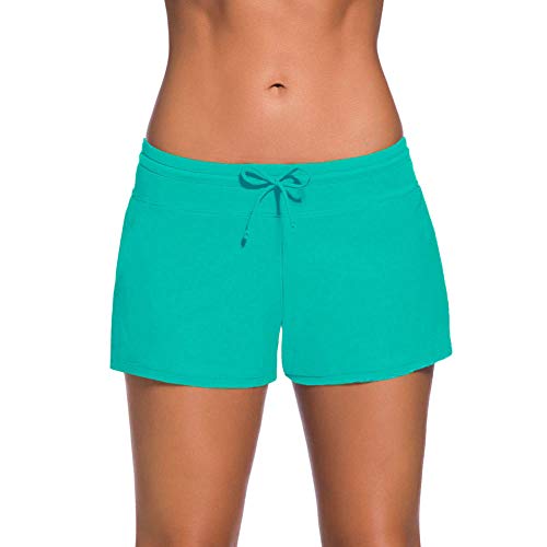 FLHLH Trajes debaño para mujeresTraje debaño Deportivo, Vacaciones Sexy Boxer Pantalones de natación Bajo Encaje Encaje Vacaciones en la Playa Sexy - Azul Claro L