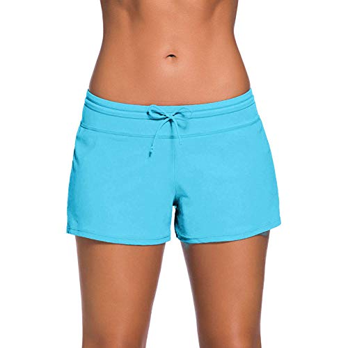 FLHLH Trajes debaño para mujeresTraje debaño Deportivo, Vacaciones Sexy Boxer Pantalones de natación Bajo Encaje Encaje Vacaciones en la Playa Sexy - Azul Claro L