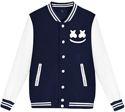 FLYCHEN Chaqueta de Béisbol para Niños Style Cool Uniforme Chicos Deportiva Jersey - Azul Marino - XS