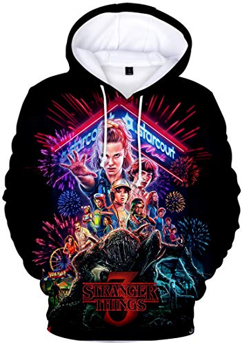 FLYCHEN Sudadera Stranger Things 3 New Season para Niñas 3D Impreso Digital Select Your Character Portrait de Manga Larga Pullover - Grupo 3664 - XS