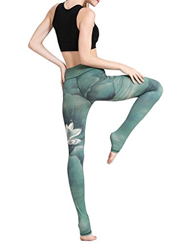 FLYILY Pantalón Deportivo de Mujer,Yoga de Cintura Alta,elásticos y Transpirables para Mujer,Impresión de Fitness Gym Yoga Pantalon