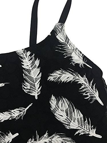 FLYILY Tankini baño de Malla para Mujer Conjunto de Dos Piezas Bikini de Cintura Alta Tallas Grandes(Feather,XXL)